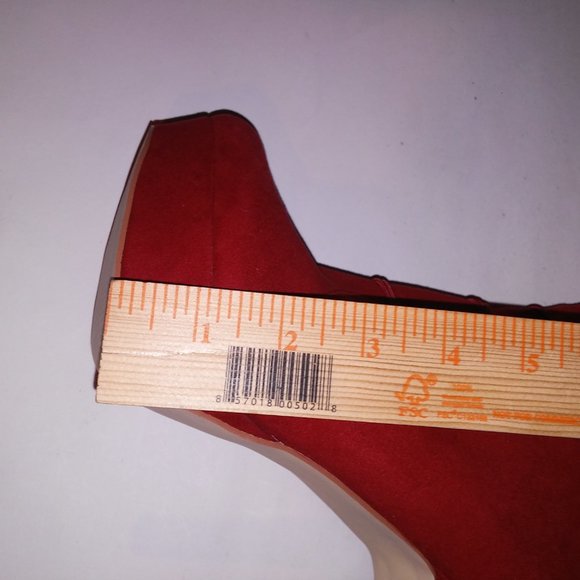 Just Fab Over the Knee Boots Womens Size 10 Solid Red Button Detail Platform Sid - Picture 16 of 16